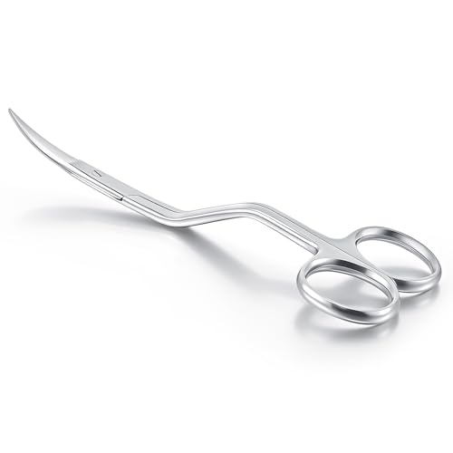 Therwen 6" Bent Handle Curved Embroidery Scissor,Appliqué Scissor, Silver - color: Silver