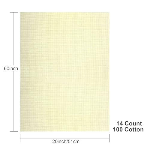 Aida Cloth 14 Count Cross Stitch Fabric,20×60inch (14CT,Cream) - color: Cream, size: 14CT