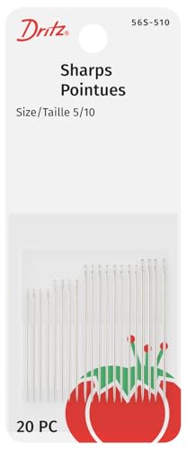 Dritz 56S-510 Sharps Hand Needles, Size 5/10 (20-Count) Nickel - size: Size 5/10 (Single Pack)