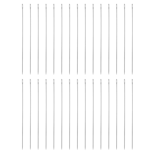 HARFINGTON 30pcs Sewing Needles 0.45mm Diameter 55mm (2.17") Long Ultra-Thin Stainless Steel Hand Embroidery Bead Needles for Jewelry Making DIY Crafts