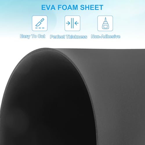PATIKIL EVA Foam Sheet 10Pcs 12x8 Inch 2mm Thick Black - color: Black