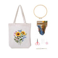 Vigdit Canvas Tote Bag Embroidery Kit for Beginners, Needlepoint Cross Stitch Kit for Adult Beginner, DIY Reusable Grocery Bags Embroidery Starter Kit with Stamped Floral Tools & Instructions - color: Flower3