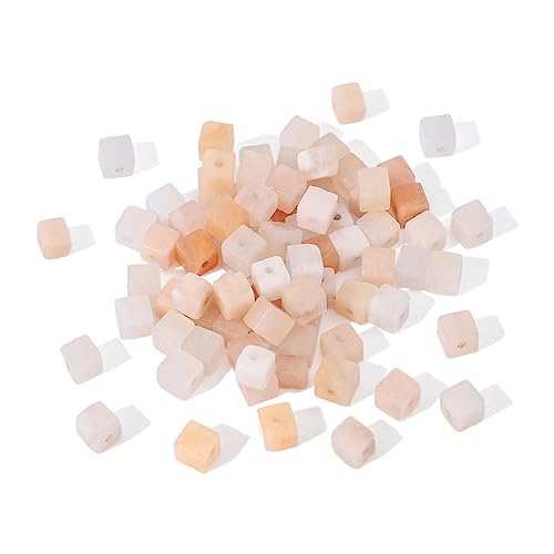 BEADIA Natural Pink Aventurine Square Stone Beads 4x4mm 85pcs Cube Loose Semi Gemstone Beads for Jewelry Making Design - color: Pink Aventurine