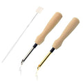2 Pcs Embroidery Needle Pen and Threaders Wooden Handle Embroidery Pen Set Sewing Embroidery Punch Needle Weaving Tools for DIY Craft Stitching Applique Embellishment