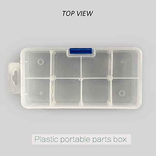 4 Pack 8 Grids Plastic Bead Organizer Box/Clear Crafts Thread Storage Containers with Removable Dividers (Free Letter Stickers)