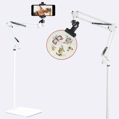 Embroidery Hoop Stand,Rotate Hand Embroidery Floor Stand Embroidery Hoop Holder Stand Can Move Freely Hand Embroidery Stand Floor Cross Stitch Hoop Stand Suitable for - color: White