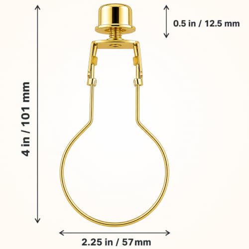 Creative Hobbies® Lamp Shade Light Bulb Clip Adapter Clip on with Shade Attaching Finial Top, Gold Color | 2 Pack - color: Gold