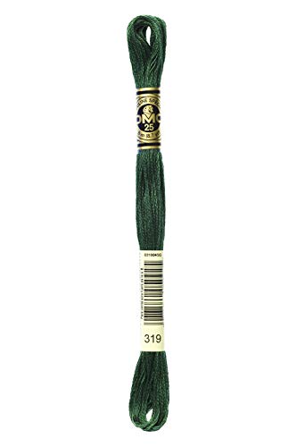 DMC 117-319 Mouline Stranded Cotton Six Strand Embroidery Floss Thread, Dark Pistachio Green, 8.7-Yard