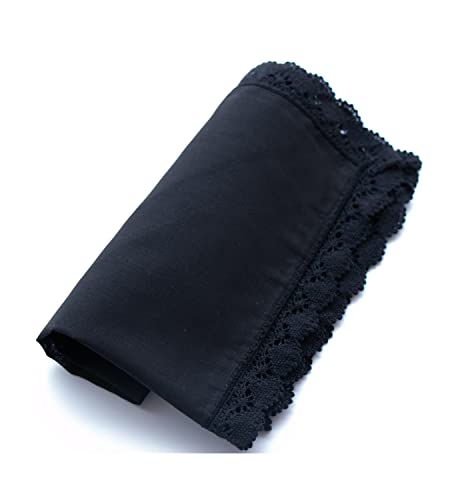 6 Pack of Ladies Embroidery Cotton Handkerchiefs Lace Wedding Hankies - color: A01-6pcs Black