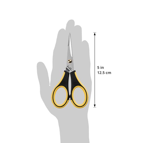 Beaditive Precision Craft Scissors - Stainless Steel Blades With Safety Cap - Ultra Sharp Tip & Non-Slip TPR Handles - For Adult & Kid Paper Crafting, Scrapbooking, Home, Office, and School Use - style: Yellow