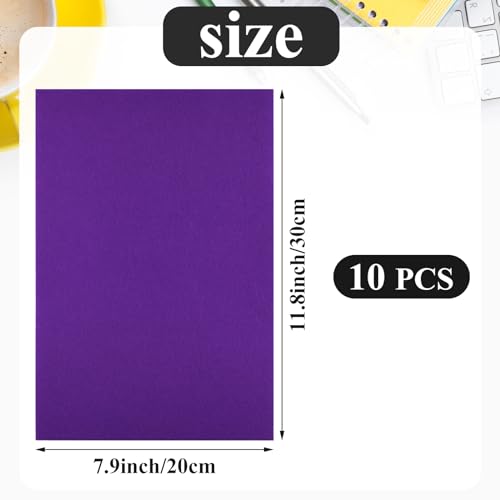 10PCS Purple Self Adhesive Felt Fabric Sheets Sticky Felt Sheets for Craft Supplies Art Home Making（8.3" x 11.8"/20 x 30cm） - color: Purple