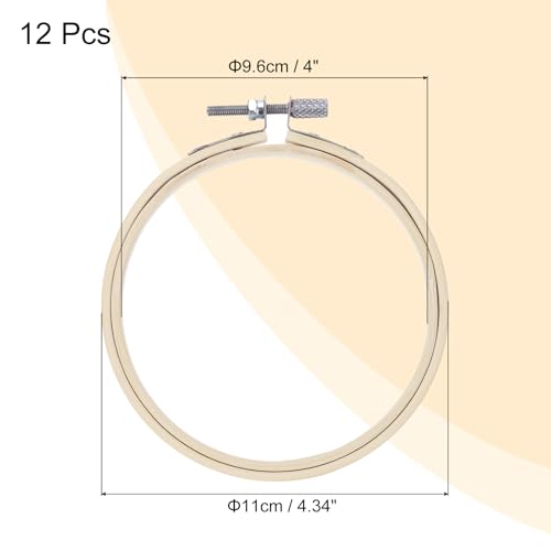 MECCANIXITY 6 Pieces 4 Inch Embroidery Hoops Adjustable Round Bamboo Circle Cross Stitch Hoop Ring for Art Craft Handy Sewing Needlework DIY Decoration - size: 4 Inch