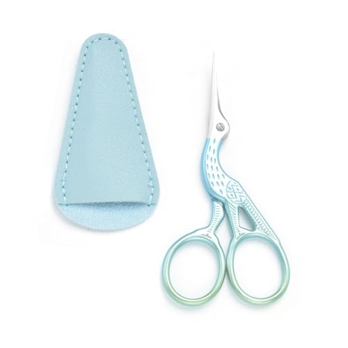 3.6" Sewing Embroidery Scissors with Artificial Leather Cover(Fresh Green) - color: Fresh Green