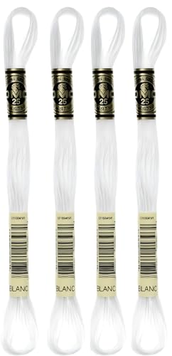 DMC Embroidery Floss Mouline Special Black (310), Cream(712), White(Blanc) -3 Colors Thread Bundle with DMC Embroidery Hand Needles 3-9, INCELER Supplies