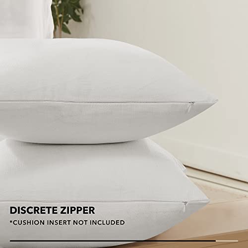 Deconovo Faux Linen Throw Pillow Covers for Sofa and Couch, Hidden Zipper - color: Linen Natural White, size: 18" x 18" (Pack of 4)