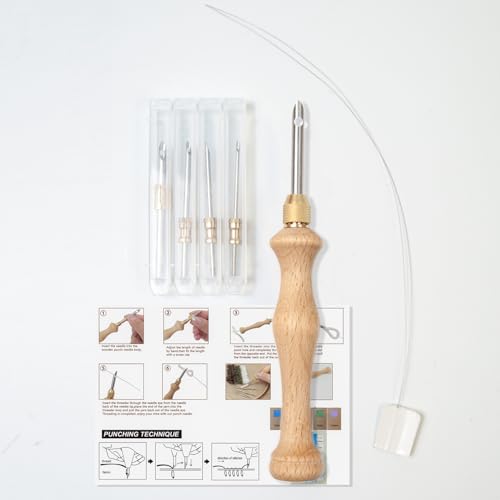 Lampstop Punch Needle Kit 1.6mm-2mm-2.5mm-3.5mm-5mm Metal Tubes Wooden Punch Needle Tool for Beginner Embroidery Floss Cross Stitching
