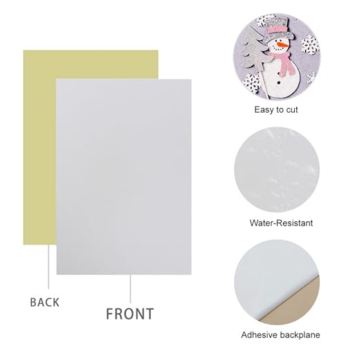 Bernese 6PCS Self Adhesive Felt Sheet, Felt Sheets with Adhesive Backing for Jewelry Box and Drawer Liner, A4 Size (8.3" x 11.8", White) - color: White