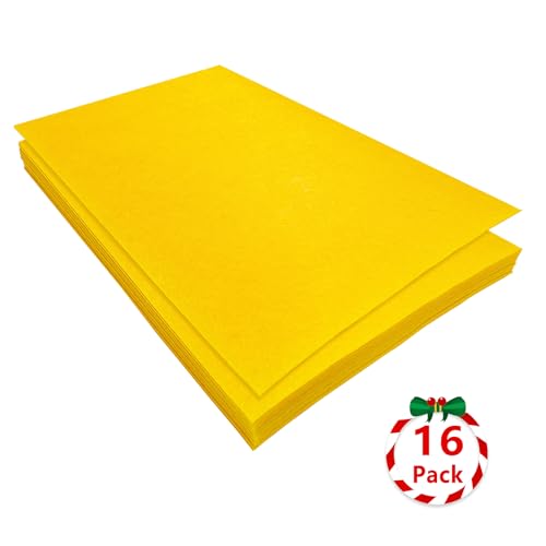 Jtnohx Felt for Crafts, 16 Pcs Felt Fabric, 7"×11.3" Stiff Felt Sheets, Craft Felt Square for Sewing (Yellow) - color: Yellow