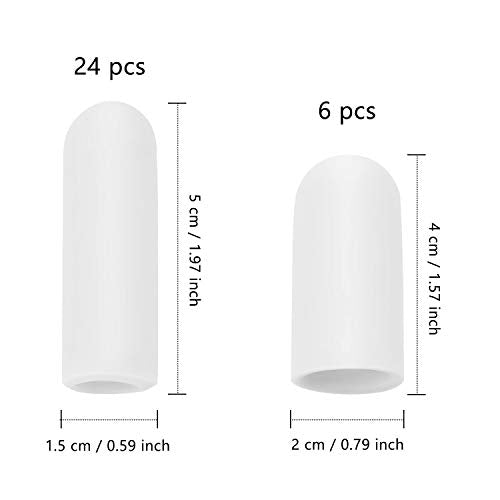 Frienda 30 Pcs Silicone Gel Finger Protector, 2 Sizes(White) - color: White