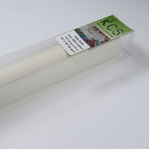KCS 2 pc of 15" x 18" Counted Cross Stitch Cotton Aida Cloth Needlework Fabric (Antique White, 14CT) - color: Antique White, size: 14CT