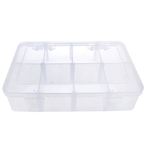 Xiaoyztan Bead Organizer Box Adjustable Dividers 8 Grids Clear 8.8x6.6 Inch - size: 8.8x6.6x2.3 in