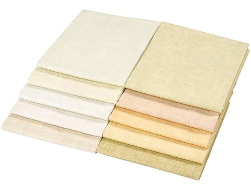 Craftido - 11 Options Solids with Tweed Tonals - Assorted Color Cotton Quilting Fabric Bundles 10pcs Fat Quarters 18"x21" - Medium Weight 5.2oz - for Quilting, Sewing and Crafts - Not Quite White - color: Not Quite White