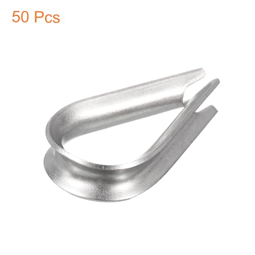 uxcell 50Pcs M3 Stainless Steel Thimble for 1/8" Dia Wire Rope, Wire Rope Cable Thimbles Rigging for Marine, Sunshade Sail, Fence - size: M3