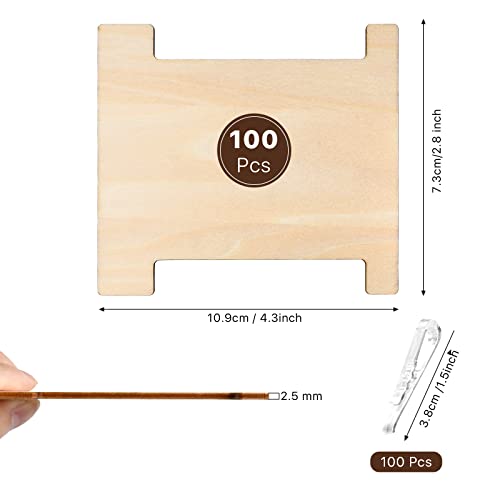 200 Pcs Ribbon Storage Organizer Set, Flat Wood Ribbon Spools with Folding Clips Embroidery Floss Bobbins Holder Empty Wooden Thread Storage for Cross Stitch Cotton Sewing Storage