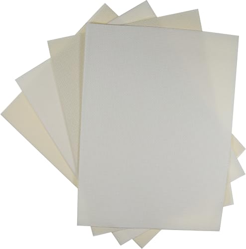 KCS 4 pc of 12" x 18"(30cmx45cm) 14CT Counted Cotton Aida Cloth Cross Stitch Fabric (Antique White+Cream) - color: Antique White+cream