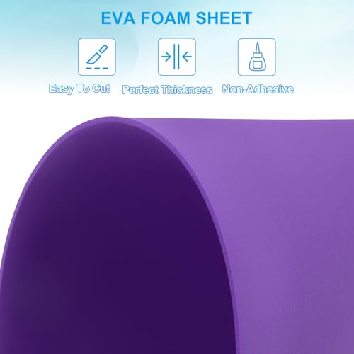 PATIKIL EVA Foam Sheet 10Pcs 12x8 Inch 2mm Thick Dark Purple - color: Dark Purple