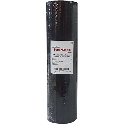 Superpunch Cutaway Embroidery Stabilizer, 2.5 oz, Black, 15 in x 25 yd - color: Black, size: 15" x 25 yards roll