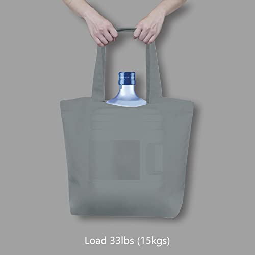 TOPDesign 1-Pack Super Strong Large 12oz Cotton Canvas Tote Bag, Reusable Grocery Shopping Cloth Bag, Fashionable Two-Tone Tote for Crafts, DIY Your Creative Designs - color: Grey