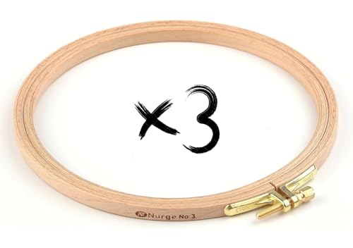 Nurge 3 Pcs 6 Inch Premium Beech Wood Gold Clasp Embroidery Hoop 8mm/0.3" Thickness (160mm = 6.30" ~ Approx 6") - style: 3 Pcs * 6"