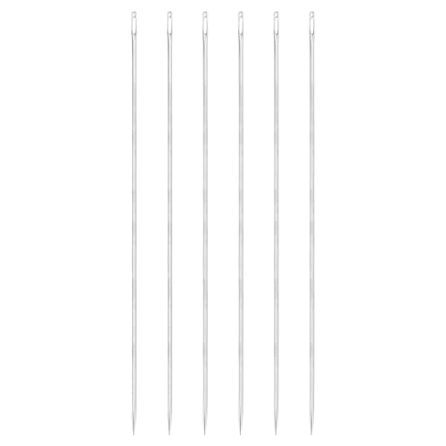 uxcell 6 Pcs Large Eye Sewing Needles, 9.84 Inch 2.3mm Steel Embroidery Thread Needle Sewing Big Eye Needle Knitting Needles for Hand Sewing Art Crafts, Silver - size: 250mm, 2.3mm