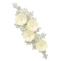 Handmade 3D Flower Embroidery Applique Rhinestone Lace Patches, Beige, 1 PC - color: Beige