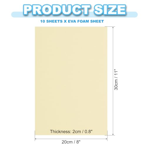 PATIKIL Light Yellow EVA Foam Sheet,12x8" 2mm Thick EVA Foam Sheets 10 Pcs - color: Light Yellow