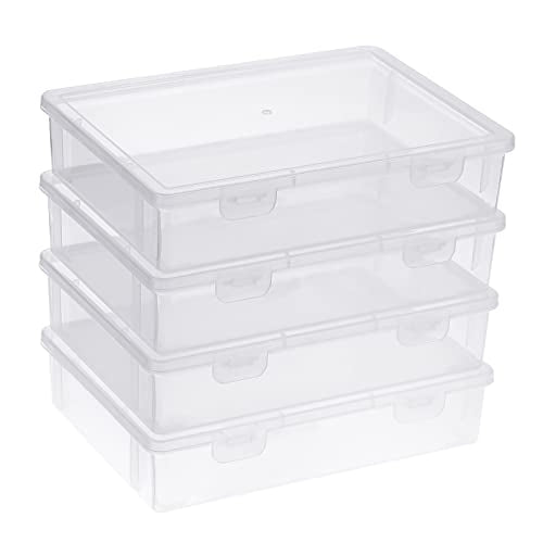 BTSKY Clear Plastic Storage Box with Flap Lid, 4 Pack Small-9.1"x6.7"x2" - size: Small-4 Pack