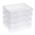 BTSKY Clear Plastic Storage Box with Flap Lid, 4 Pack Small-9.1"x6.7"x2" - size: Small-4 Pack
