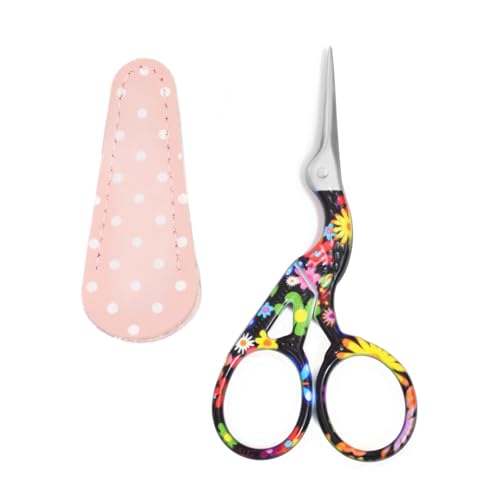 3.7" Sewing Embroidery Scissors with Cover for DIY Craft,Needlework - color: Black Flower
