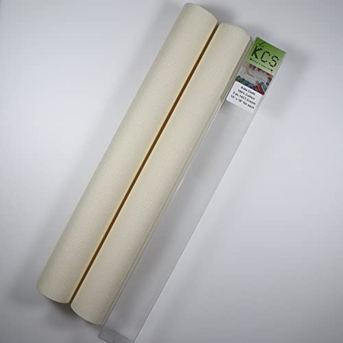 KCS 2 pc of 15" x 18" Counted Cross Stitch Cotton Aida Cloth Needlework Fabric (Cream, 14CT) - color: Cream, size: 14CT