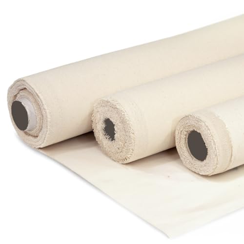 Barcelonetta | Canvas Fabric | Cotton Duck | Thick & Heavy | Natural 12oz | 60'' Wide | Arts & Crafts, Backings, Covers, Placemats (50 Yard Roll) - color: Natural 12oz, size: 50 Yard Roll
