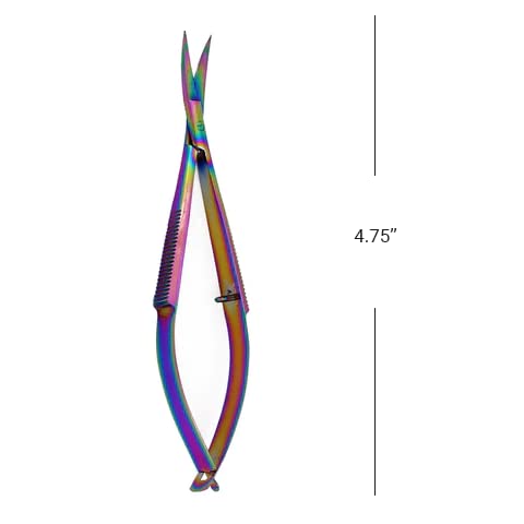 Embroidery Sewing Scissor - Titanium Spring Action Scissor 4.75" - German Stainless Steel, Curved Tip, Snips, Thread Cutter - By The Unique Edge