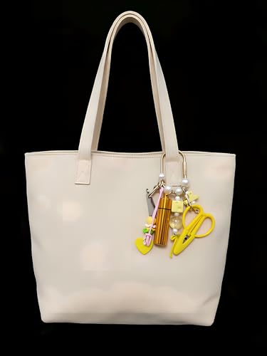 MEYAGO Needlepoint Bag Charm Tool Kit with Mini Embroidery Scissors, Needle Threader, Needle Holder Tube & Gold Keyring, Portable Embroidery Accessories for Cross Stitch Sewing DIY Crafts (Yellow) - color: Yellow