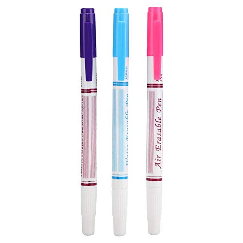 HEEPDD 3Pcs Fabric Marking Pen, Water Erasable Pen Double Head Heat Erasable Fabric Marking Pens DIY Cloth Sewing Accessories