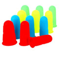 12 PCS Silicone Finger Protectors Covers, 3 Sizes Rubber Finger Tips Office Thumb Guard Sleeves Fingers Thimbles Cots for Hand Sewing Hot Glue Embroidery Cutting Ironing (Yellow Red Blue Green)