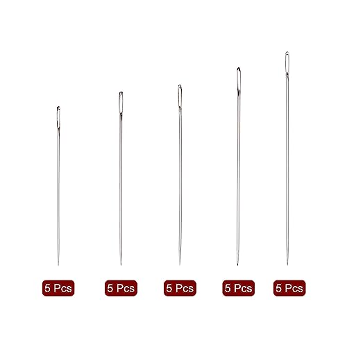 HARFINGTON 25pcs Large Eye Sewing Needles Stainless Steel Embroidery Thread
