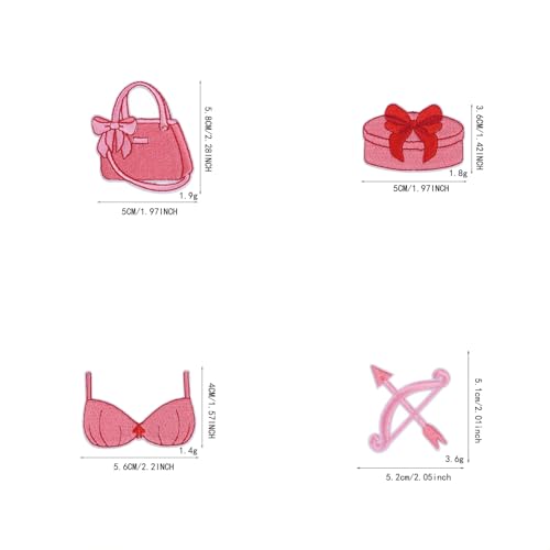16 Pcs Pink Aesthetic Embroidery Patches with Self-Adhesive Backing, No-Sew Iron On Fabric Patches for Women's Clothing, Denim Jacket, Bag, Jeans Repair and Decoration