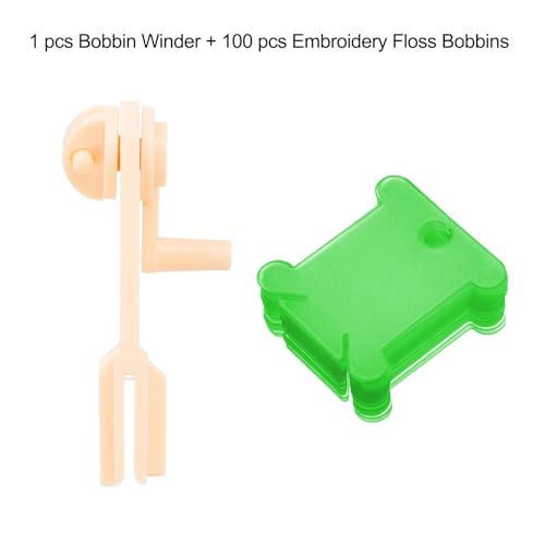 HARFINGTON 100pcs Embroidery Floss Bobbins with Bobbin Winder, Plastic Cross Stitch Thread Organizer Holder Cards Sewing Thread Sorting Tool Storage for Craft DIY Sewing, Light Green - color: Light Green