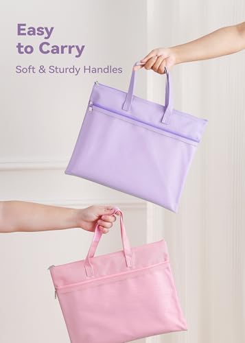 SortRax Large Zipper Pouch with Handle, Fits Letter and A4, Purple - color: Purple