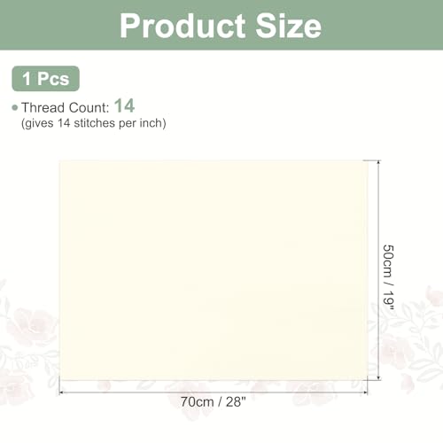 PATIKIL 14 Count Cross Stitch Cloth 19"x28", Embroidery Cotton Fabric DIY Cross Stitch for Handmade Needlework Art Crafts Machine Embroidery, Beige - color: Beige, size: 19"x28"